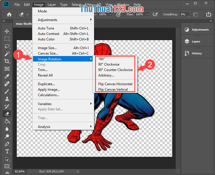 Xoay hình trong Photoshop bằng Image Rotation