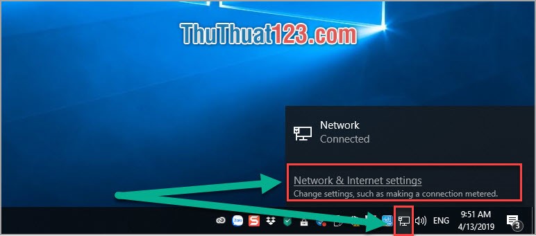 Chọn biểu tượng Network & Internet