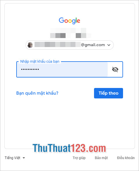 Đăng nhập vào tài khoản Gmail của bạn