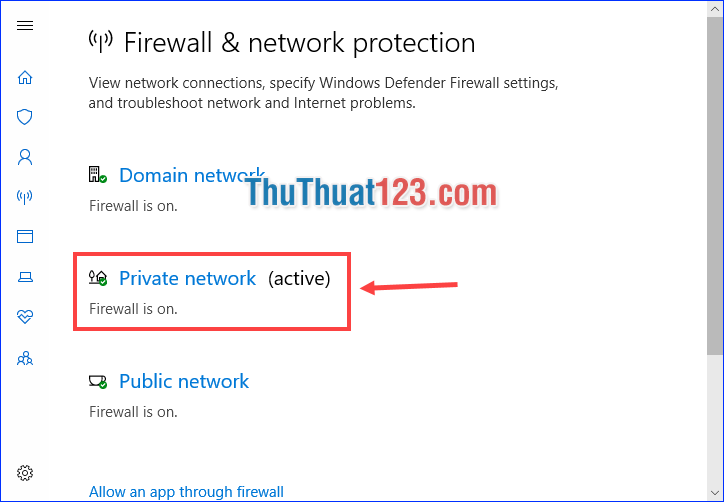 Chọn Private network