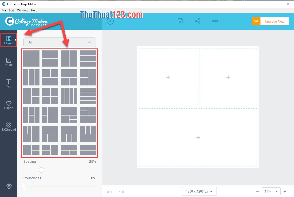 Chọn Layout