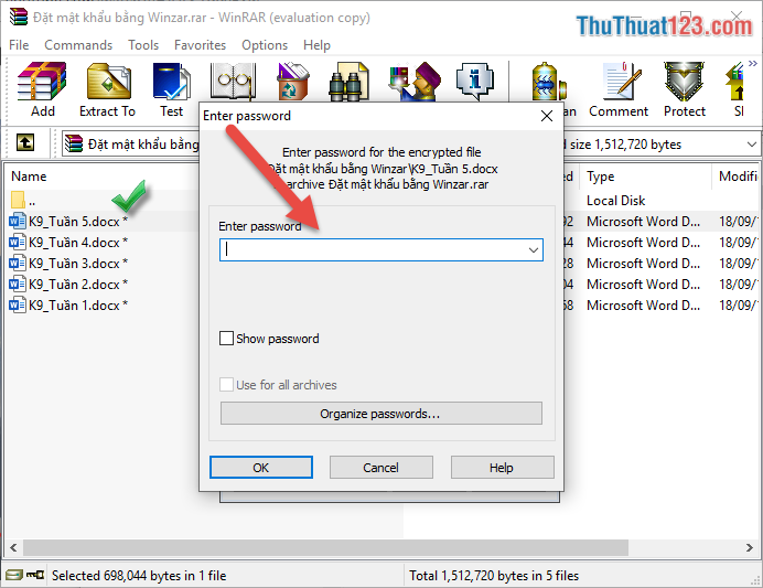 Cách đặt mật khẩu cho file, folder bất kỳ bằng Winrar cực an toàn